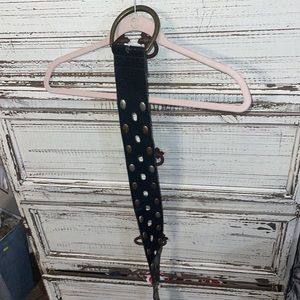 Black leather belt with silver and gold stones size 1x it’s missing part